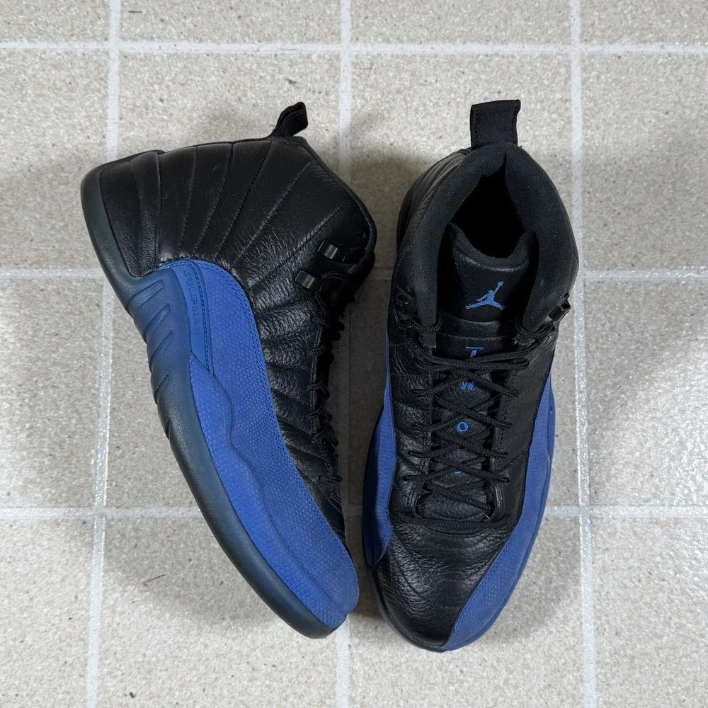 Air Jordan 12 Retro Black Game Royal Blue Mens Basketball Shoes 130690-014 Sz 10
